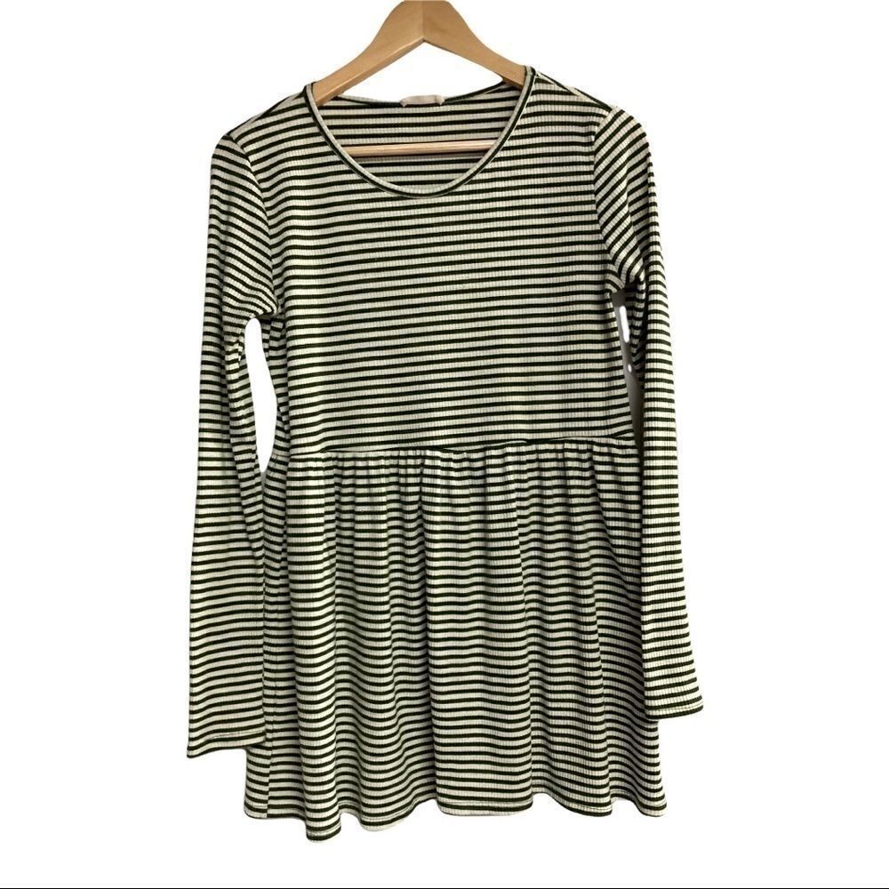 FLAMINGO URBAN,Green & Ivory striped dress, Sz L‎
